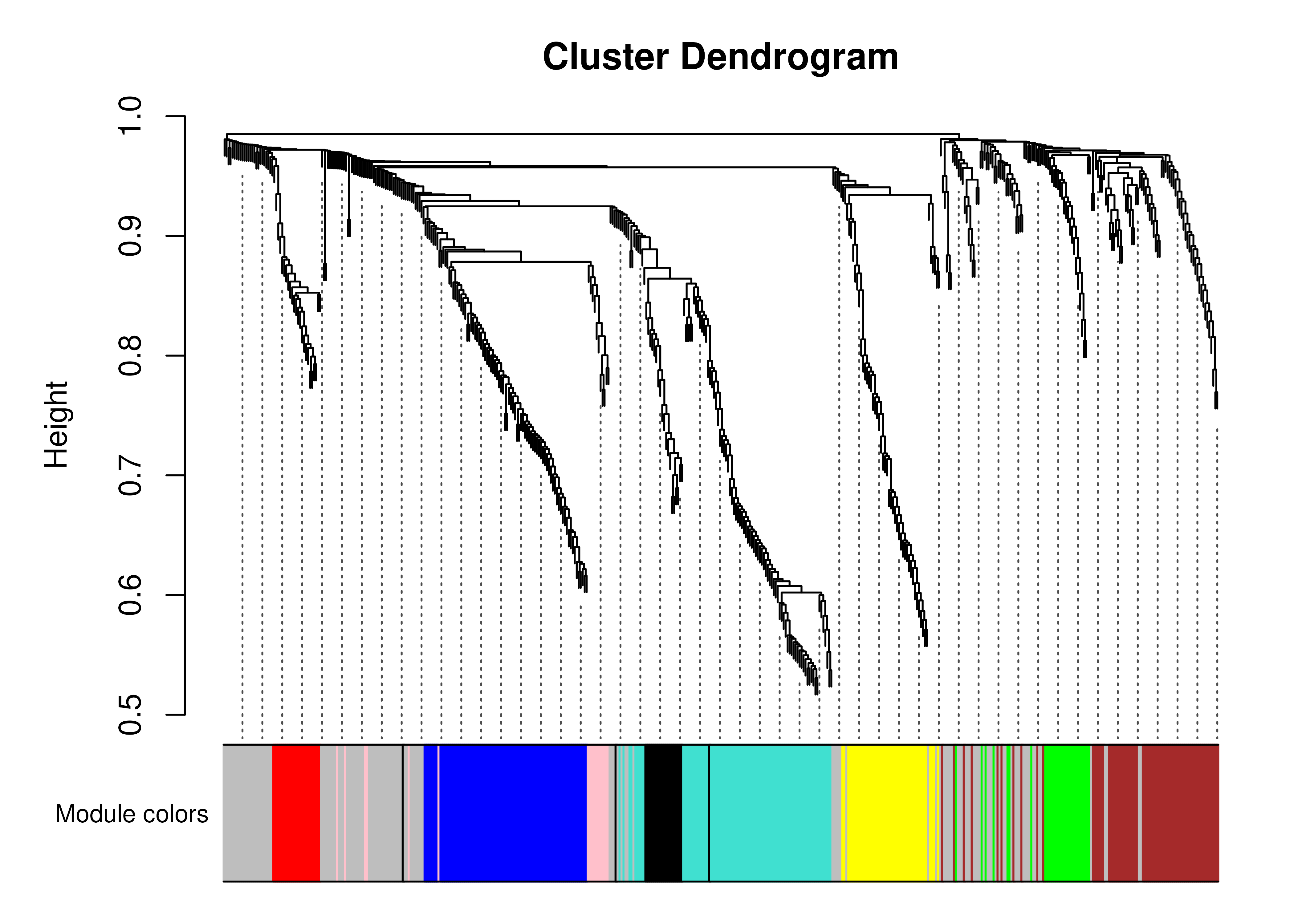 Dendrogram of the modules identified in the first wave COVID-19 data.